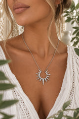 Luna Reversible Silver 18k Gold Plated Hammered Sunburst Pendant Necklace