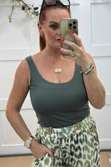 Khaki Zara Stretchy Basic Vest Top