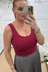 Burgundy Zara Stretchy Basic Vest Top