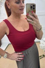 Burgundy Zara Stretchy Basic Vest Top