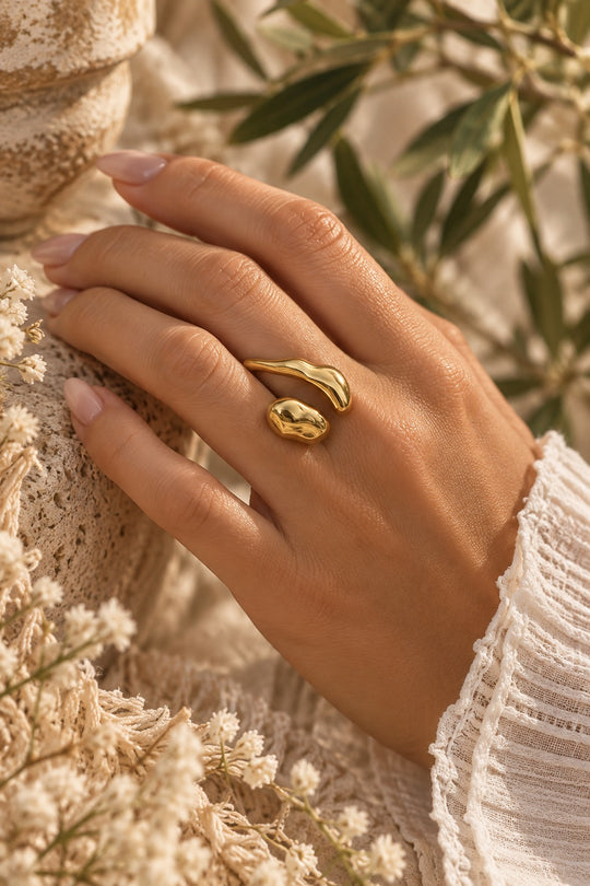 Solstice Sculptural 18k Gold Plated Ring