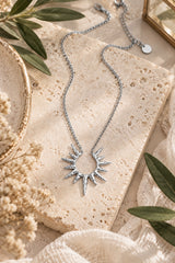 Luna Reversible Silver 18k Gold Plated Hammered Sunburst Pendant Necklace