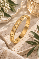 Celeste CZ Moon & Star 18k Gold Plated Bangle